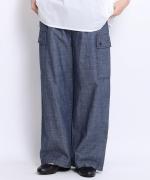 コットンリネン平織デニム　イージーワークパンツ